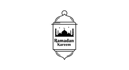 Ramadan Lantern Icon: A minimalist line drawing of a traditional lantern with 