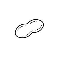 Simple Peanut Illustration: A minimalist line drawing of a peanut, showcasing its distinctive shape and smooth, textured shell. Perfect for culinary projects, healthy eating visuals.