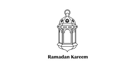 Obraz premium Ramadan Lantern: A serene illustration of a traditional lantern, symbolizing the spirit of Ramadan, complemented by the phrase 
