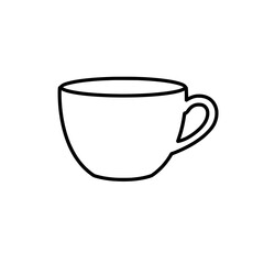 Outline of Coffee Cup: A minimalist monochrome image of a classic coffee cup, perfectly illustrating simplicity and elegance in the world of design.