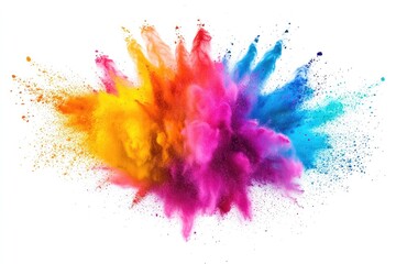 Fototapeta premium Colorful powder explosion on white background