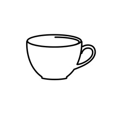 Minimalist Coffee Cup Icon: A simple line art illustration of an empty coffee cup, perfect for representing coffee breaks or caffeine-related themes. 