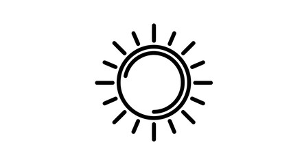 Radiant Sun Symbol: A simple yet striking graphic illustration of a sun, with its circular core and emanating rays, representing warmth, energy, and positivity.