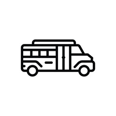 Black line icon for school bus