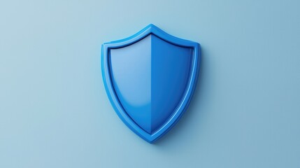 3D Blue Shield Icon on Soft Blue Background for Security and Protection Concepts