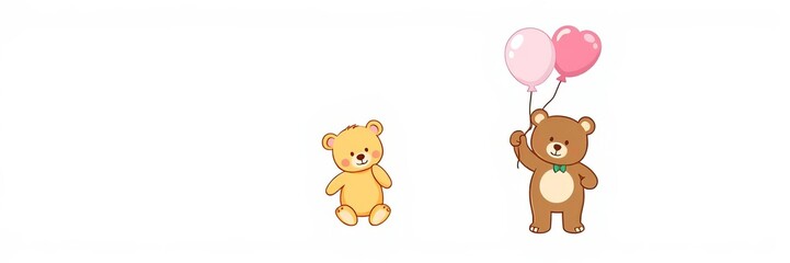 Fototapeta premium Cute bear flying on balloon hand drawn illustration for baby t-shirt, fashion print, baby shower, greeting card, print, wear, fashion