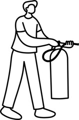 소화기 남자 흑백