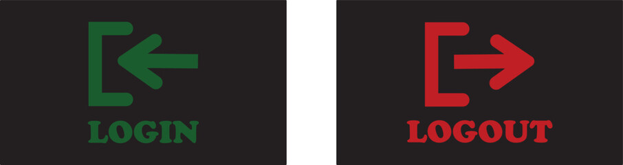 Login and logout icon set Set of sign out, Sign in vector vector collection. Open and close door symbol. Black in, out, exit and enter arrow, trendy flat style isolated on transparent background.