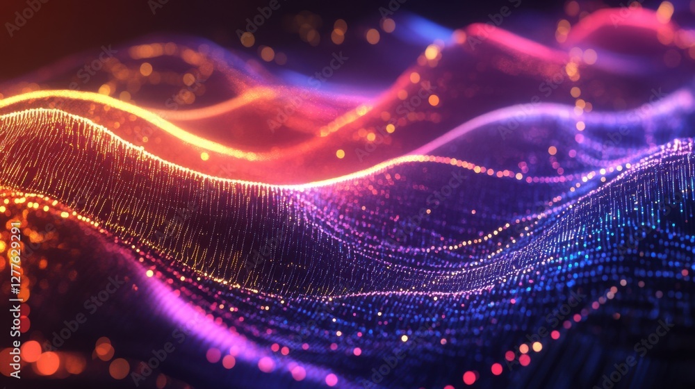 Poster abstract colorful wave particle background