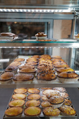 Display shelf of sweet typical pastry at ALBEROBELLO, Italy