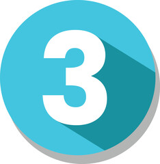 Flat Blue Icon Number , 3