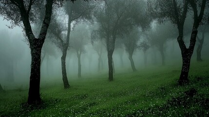 Misty Olive Grove, Hillside, Portugal, Nature Photography, Background, Website