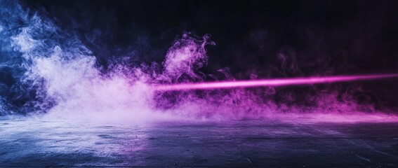 Colorful smoke forms in a dark, atmospheric space creating a vibrant and mysterious setting during the evening hours