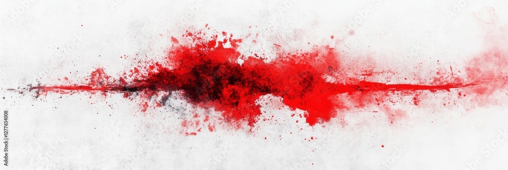 Poster vibrant abstract art showcasing dynamic red splashes against a crisp white background with intricate