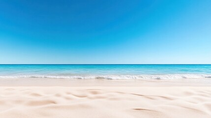 Obraz premium Tranquil waves lapping beach realistic photo coastal serenity panoramic view natural beauty