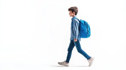 boy walking to school with backpack