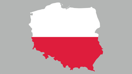 Map with National Flag Touch, Lines and Colors of Poland Map in Flags