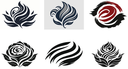 Obraz premium Ink wash brushstroke organic hand drawn brushstroke vector art set design