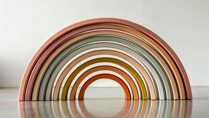 Naklejka premium Colorful Stacked Rainbow Made of Silky Material with a Minimalist Background