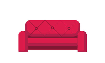 red sofa. Flat design vector illustration 