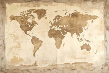 world map on an old paper