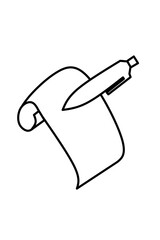 vector illustration of rolled paper and pen for notes