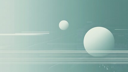 Abstract Teal Background With Two Spheres And Lines