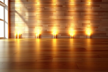 Serene Interior with Warm Candlelight and Wooden Accents Enhancing Ambiance in a Cozy Room with Natural Light and Harmonious Design Creating a Peaceful Atmosphere