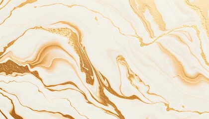 Elegant Golden Abstract Marble Texture: Luxurious White and Gold Swirls