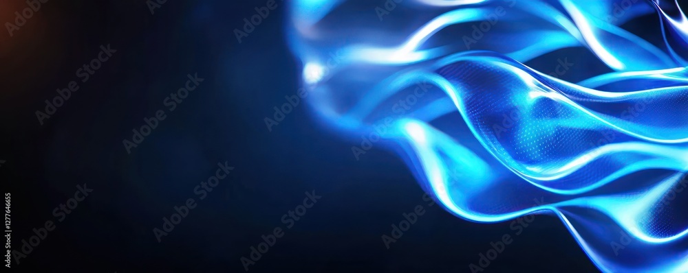 Aufkleber abstract blue wave background with dynamic light effect for modern technology presentation