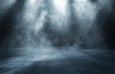 Dramatic smoky studio scene, spotlights on floor