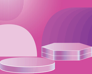 3D pink cylinder podium with a minimal studio background Abstract geometric shape object illustration for product display