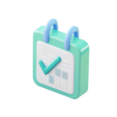 3D Calendar Icon with Check Mark