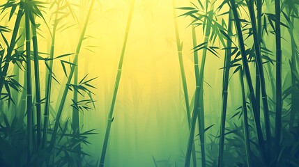 Serene Bamboo Forest In Morning Mist