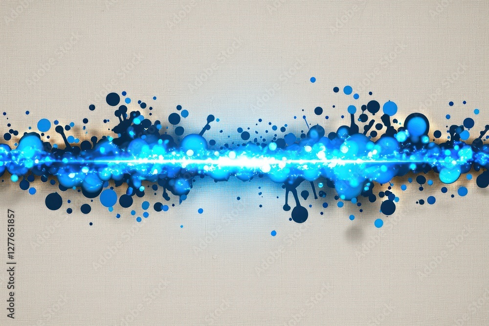 Poster dynamic blue light streak with vibrant splashes on textured canvas background for modern design proj