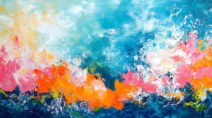 Abstract Colorful Impasto Painting Vivid Hues