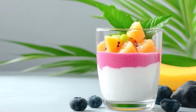 Boost your health with this vibrant Vitamin-rich detox smoothie, a layered masterpiece of deliciousness Discover the secrets to a radiant glow with our blend of fresh fruit puree, nutrient-packed