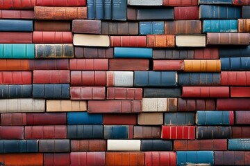 A stack of old books stacked on top of each other