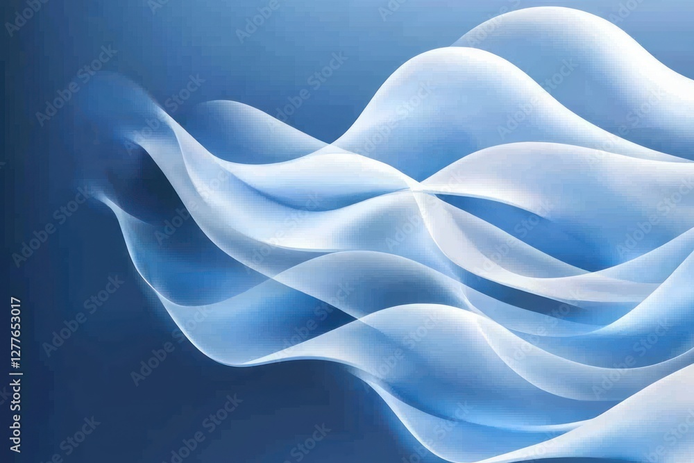 Aufkleber abstract blue flowing background with dynamic wave design and smooth gradient light effect for moder
