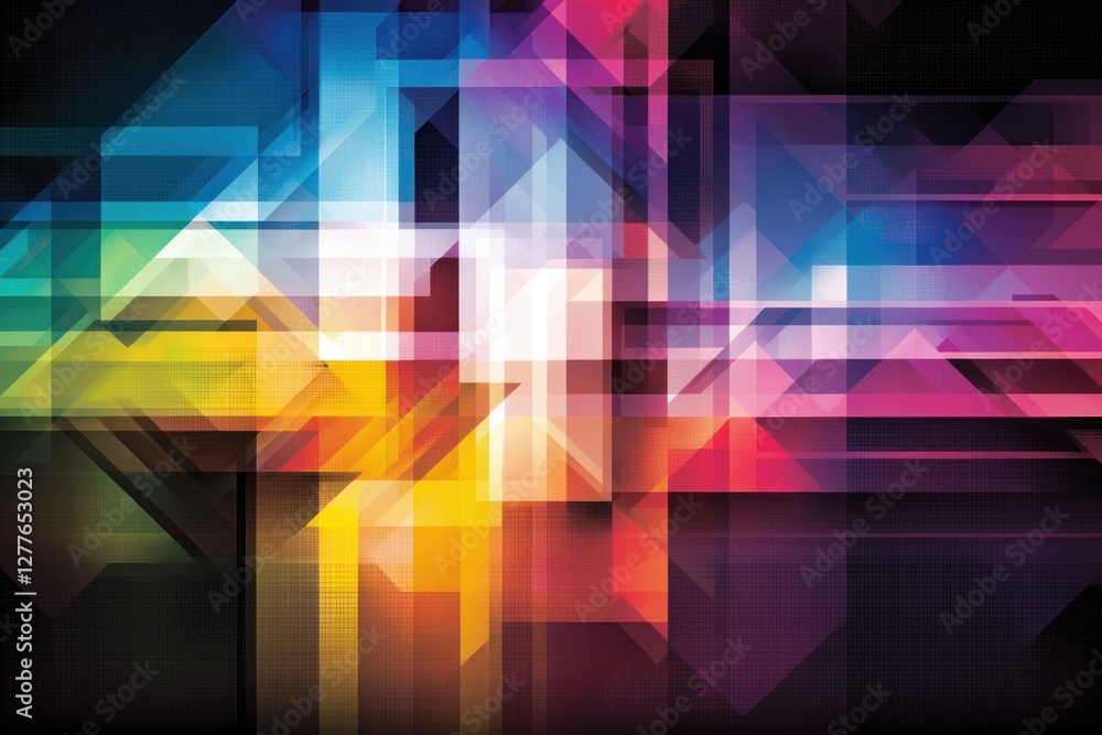 Poster dynamic geometric composition with vibrant colors creating a modern abstract background for design p