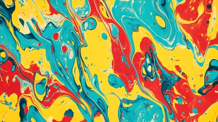 Abstract Swirling Red Yellow And Blue Paint
