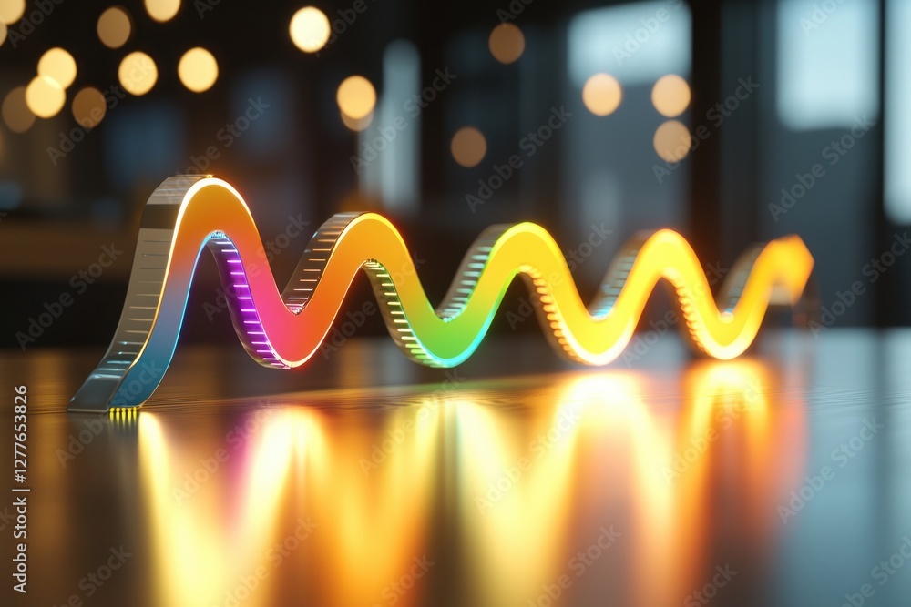 Aufkleber abstract rainbow wave on reflective surface capturing vibrant colors and dynamic motion in a modern 