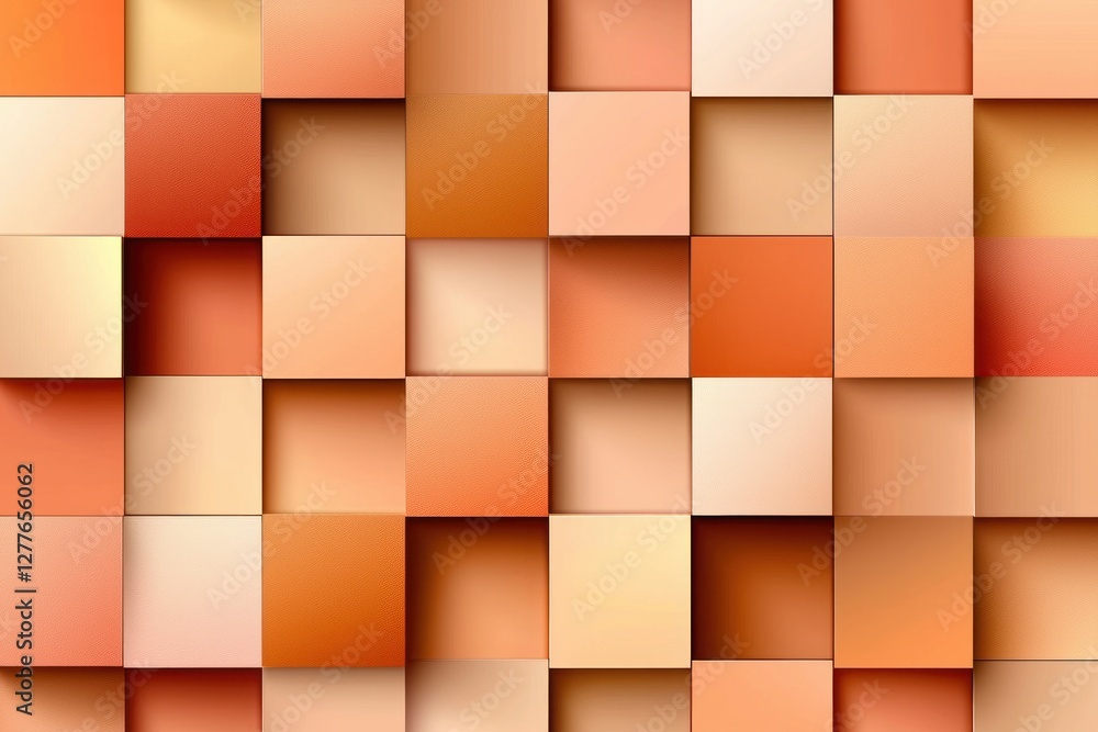 Poster abstract geometric background of vibrant orange tones with subtle shadows and textured surface creat