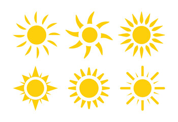 Set of sun icons. Different sun drawing collection. Summertime figure concept. icons set. Sun collection. 