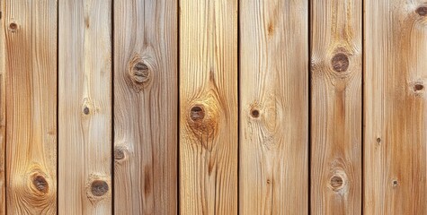 Fototapeta premium Close-up of light brown wooden planks, fence or wall background