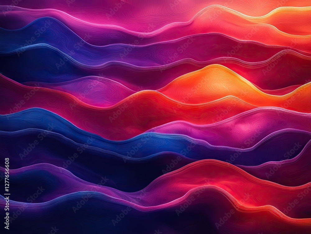 Poster dynamic wave patterns in vibrant colors abstract art digital creation modern aesthetic artistic view