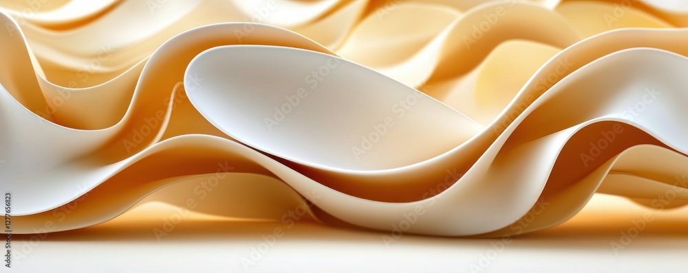 Poster abstract creamy waves creating gentle curves and soft shadows in a calming neutral color palette