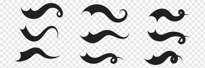 Swoosh, swash underline stroke set. Hand drawn swirl swoosh underline calligraphic element. Vector illustration. Variety Design. Eps10