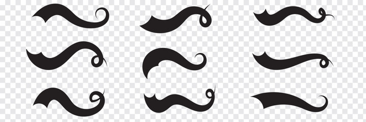 Swoosh, swash underline stroke set. Hand drawn swirl swoosh underline calligraphic element. Vector illustration. Variety Design. Eps10