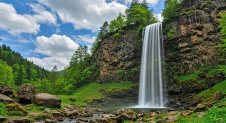 Obraz premium Beautiful waterfall scenery photo